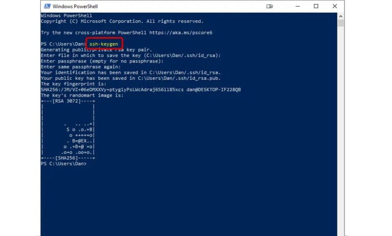 Generating SSH key pair on Windows