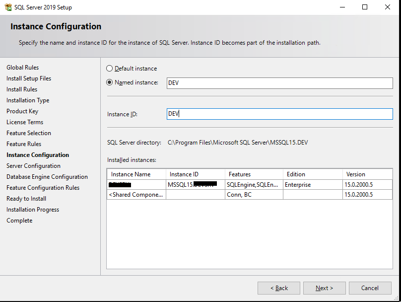 SQL Server instance configuration