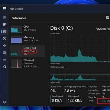 Task Manager performance view on Windows VPS