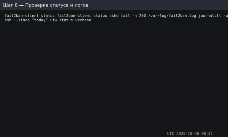 Fail2Ban status and logs on Linux VPS