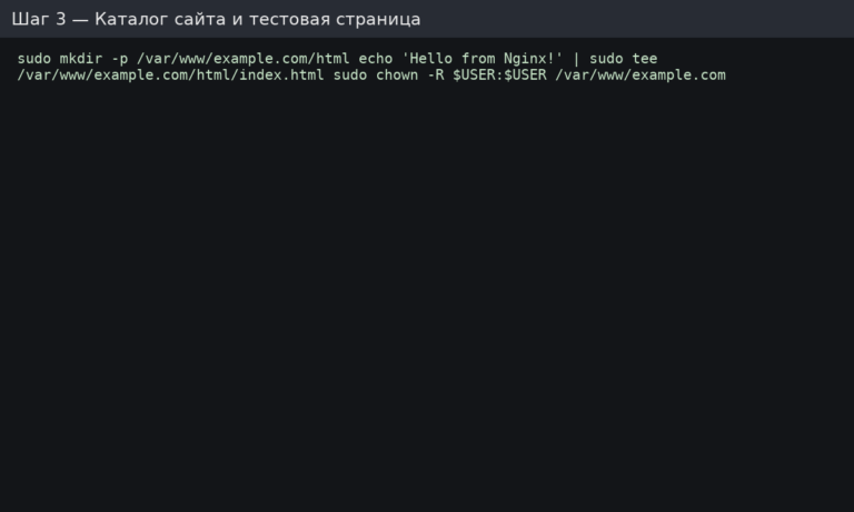 Creating a website directory for Nginx